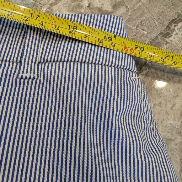 Talbots 18W Blue White Striped Cropped Pants Two-Button Capri Trousers Cotton - Picture 9 of 10
